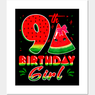 9th Watermelon Themed Fruit Birthday Girl Party Posters and Art